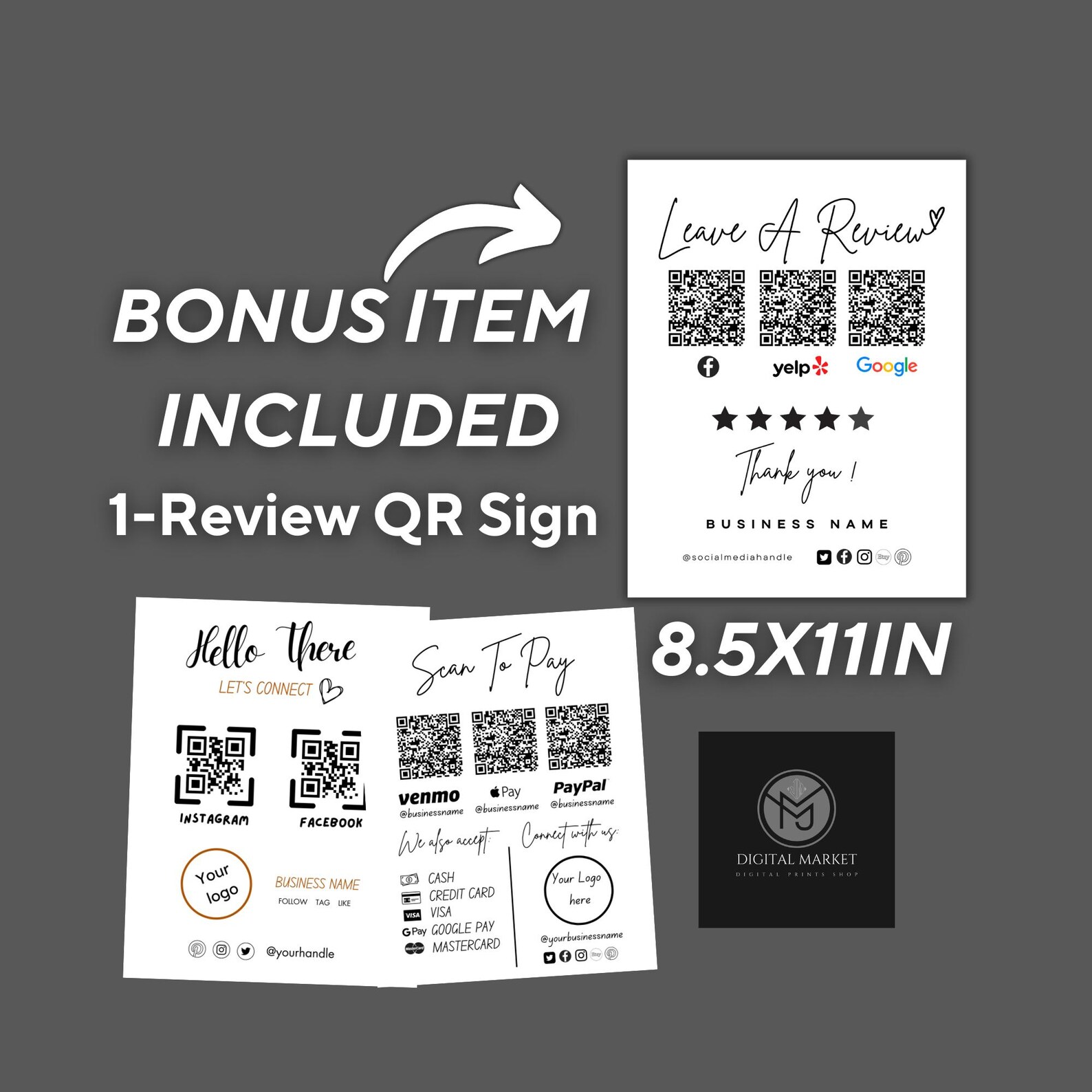 QR Code Sign Canva Template Scan to Pay Sign & Payment Sign Venmo