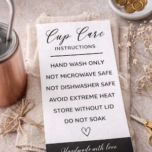 Editable Wine Tumbler Care Card Template | Skinny Tumbler PNG | Printable Digital Download | Tumbler Business Insert