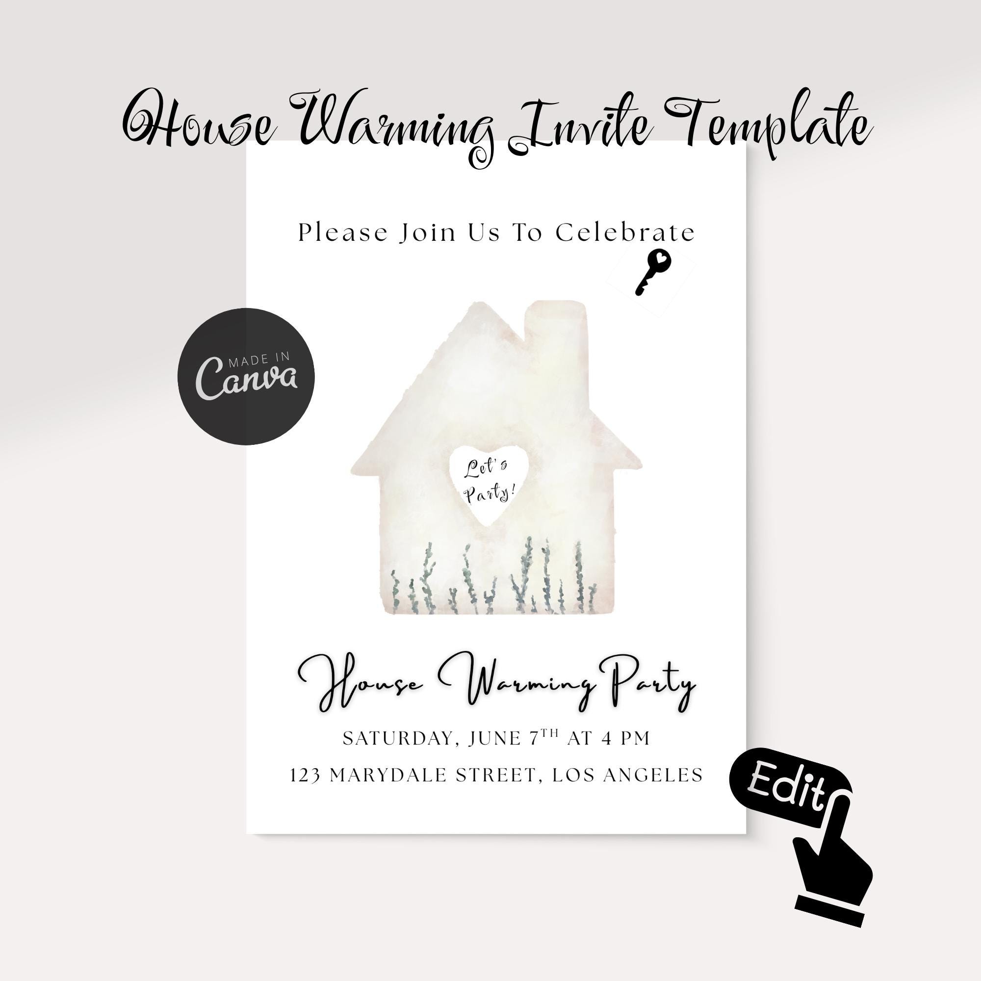 Editable Housewarming Invitation Template | Printable Canva New Home ...