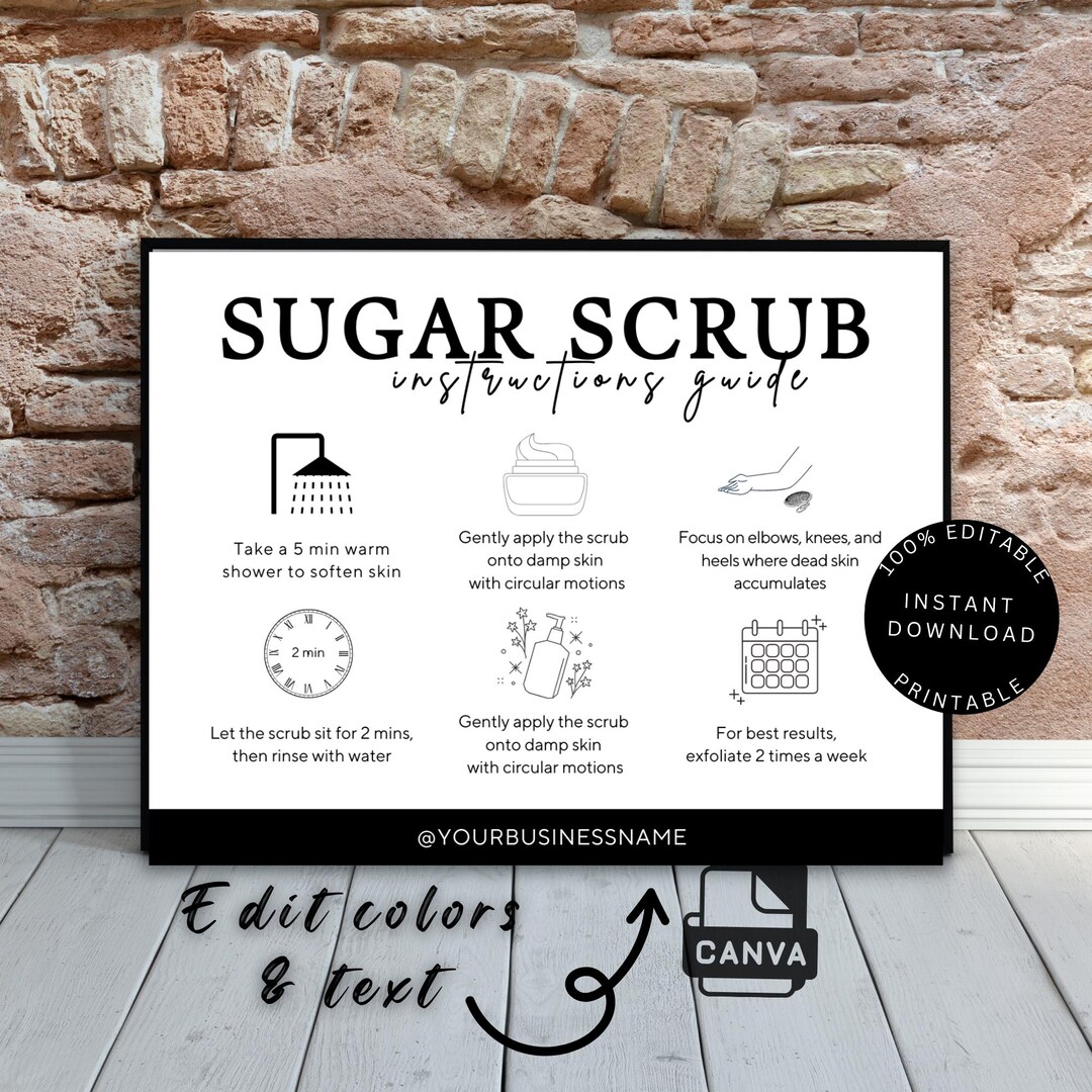 Scrub Ink Order Form Sugar Scrub Body Scrub Canva Template Printable Care Card Foaming ...