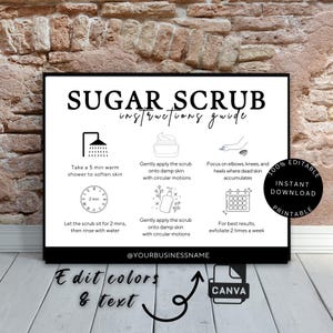 Sugar Scrub Body Scrub Canva Template Printable Care Card Foaming Whipped Lip Face Scrubs Sugar Body Butter Label PNG Thank You For Order