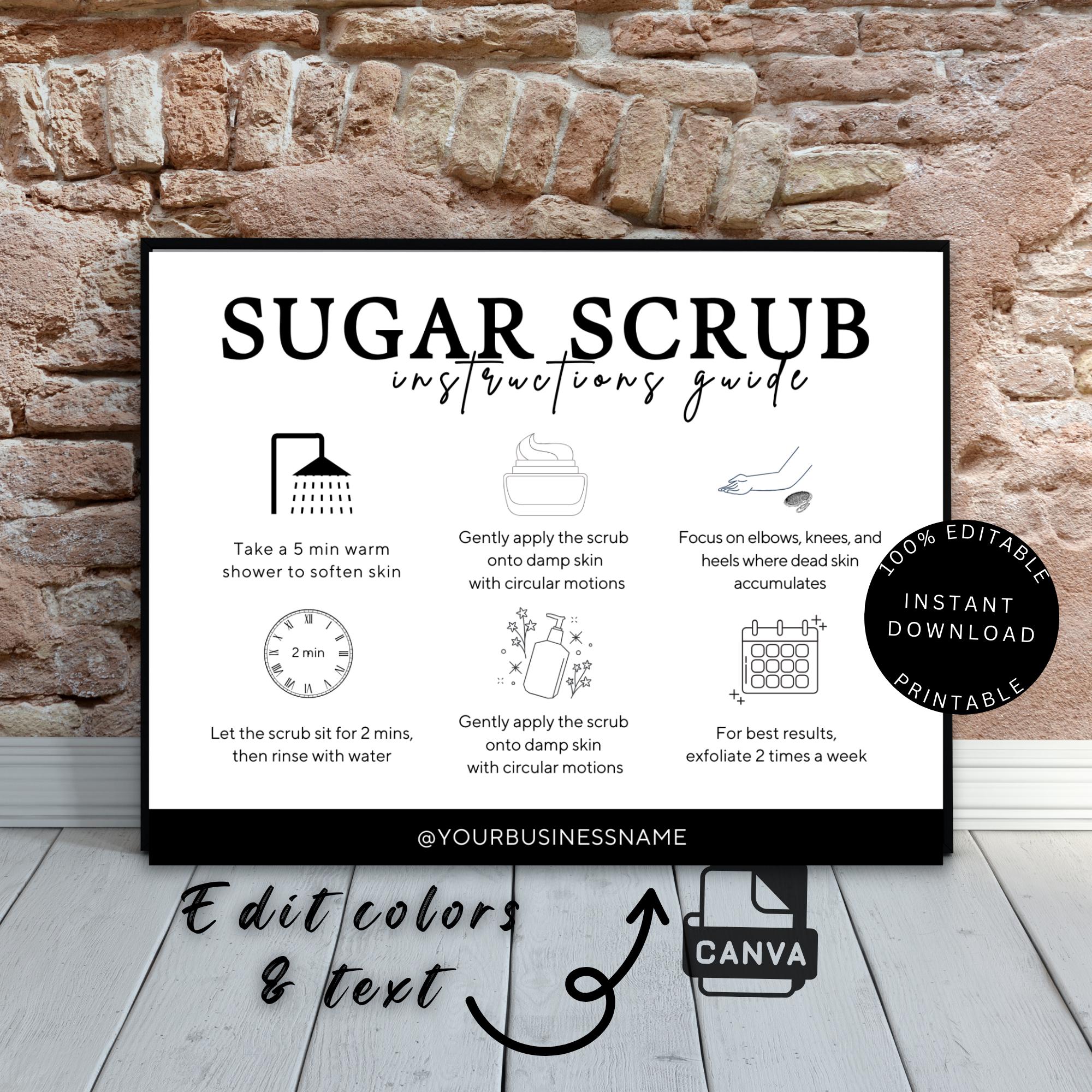 Scrub Ink Order Form Sugar Scrub Body Scrub Canva Template Printable Care Card Foaming ...