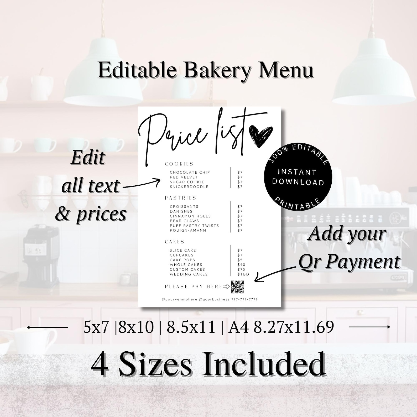 Printable Bakery Price List Template | Editable Canva Treat Price List ...