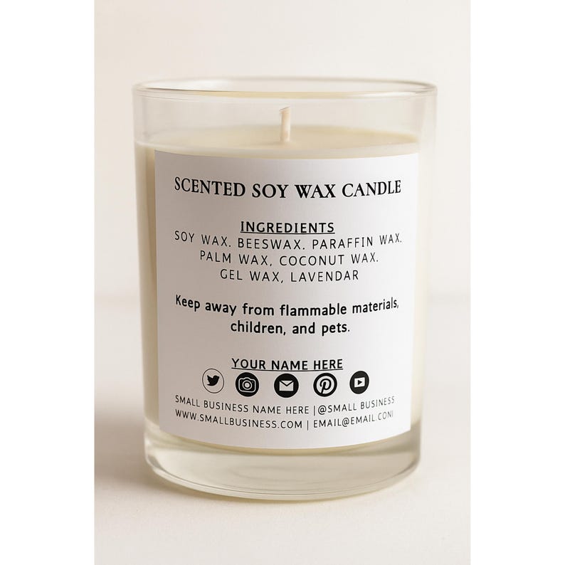 Editable Candle Label Template Canva Candle Business Digital Candle