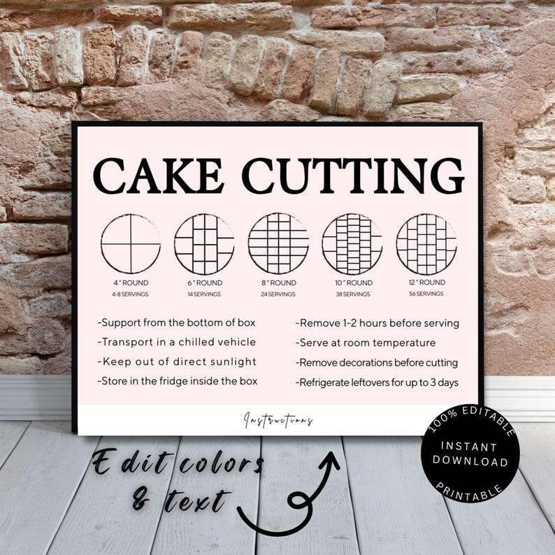 Editable Cake Cutting Guide Canva Template Branding Kit, DIY Cake ...