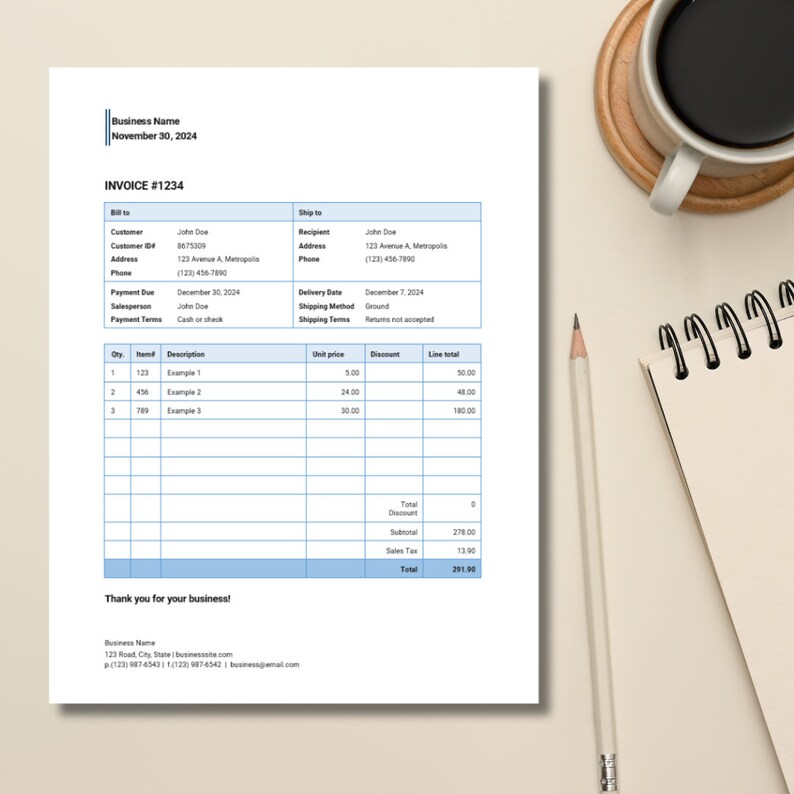Invoice Template Editable Invoice Small Business Template Minimalist