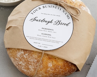 Printable Sourdough Label Template For Cottage Food Sellers | Editable Cottage Law Sticker Labels | Canva Bakery Labels For Home Bakers