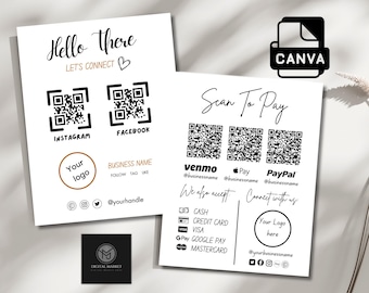 QR Code Sign Canva Template | Scan To Pay Sign & Payment Sign | Venmo QR Code Mini Sign Custom Business Social Media Template