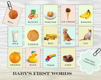 100 First Words Flashcards Printable Flashcards Learning for Babies and ...