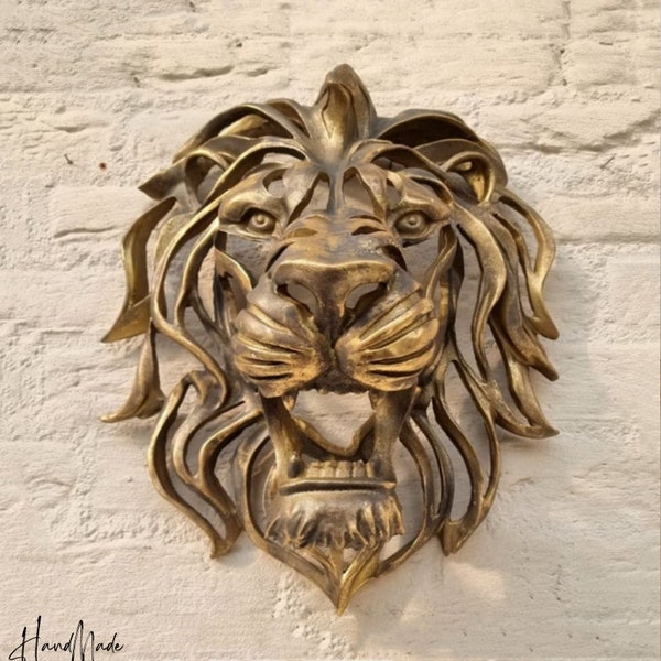 Sculpture Large Lion Head Wall Mounted Art,Gold Resin Lion Head Art,Luxury Decor Art,Lion Head Wall,Housewarming Gift,Large Lion Head Wall