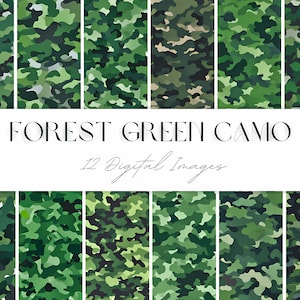 Seamless Green Forest Camo Texture Digital Printable, Kids Military Camouflage Pattern High Quality Instant Download for Print and Design