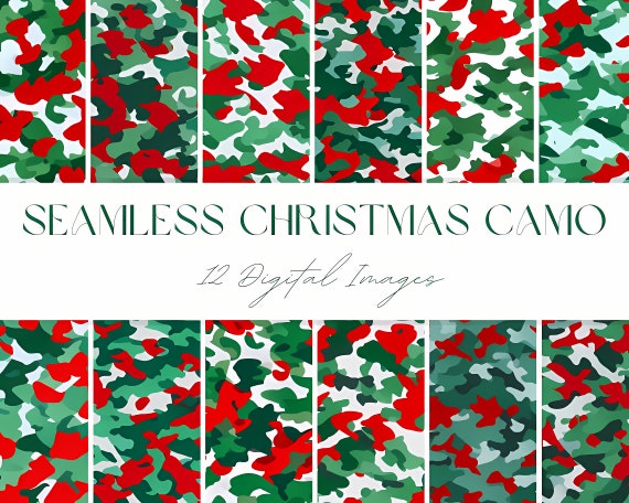 Seamless Christmas Camo Texture Digital Printable Paper
