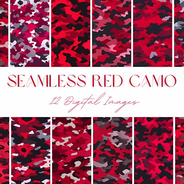 Seamless Red Camo Texture Digital Printable Image, Kids Military Camouflage Pattern High Quality Instant Download for Print and Design