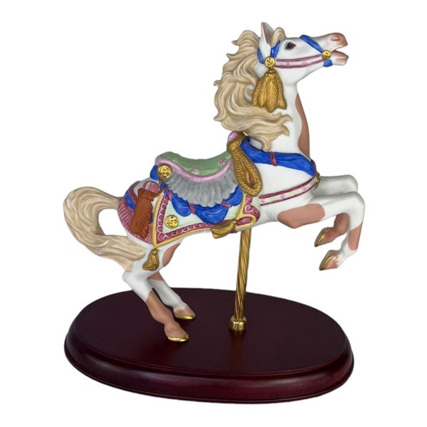 Lenox Vintage Porcelain Carousel Horse Western Pinto 1991 Figurine Gold Accents