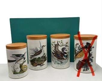 Vtg Portmeirion Birds of Britain England Ceramic Canister w/Wood Lid you choose item