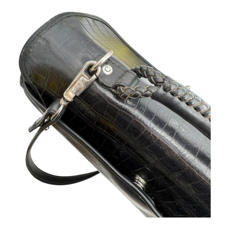 Maletín de cuero negro Brighton, bolso de hombro vintage para portátil, de viaje, VGC imagen 4