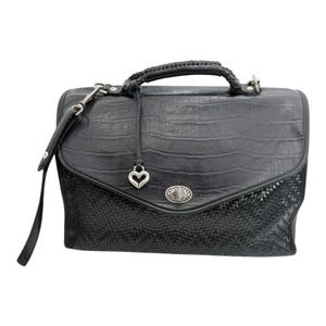 Maletín de cuero negro Brighton, bolso de hombro vintage para portátil, de viaje, VGC imagen 1