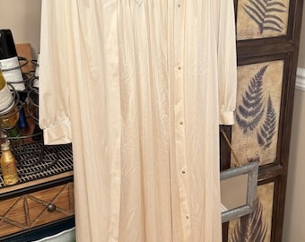 Conjunto de camisón vintage color marfil con ribete azul bordado, talla EUC LG