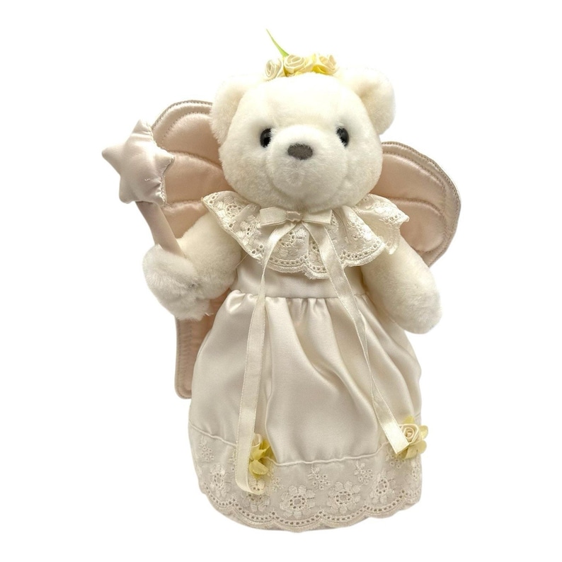 1986 Dakin Plush Angel Bear Tree Topper 10" Stuffed Animal White Christmas READ bild 1