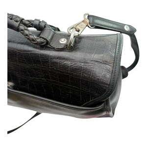 Maletín de cuero negro Brighton, bolso de hombro vintage para portátil, de viaje, VGC imagen 3