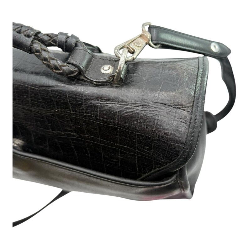 Maletín de cuero negro Brighton, bolso de hombro vintage para portátil, de viaje, VGC imagen 3