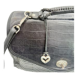 Maletín de cuero negro Brighton, bolso de hombro vintage para portátil, de viaje, VGC imagen 2