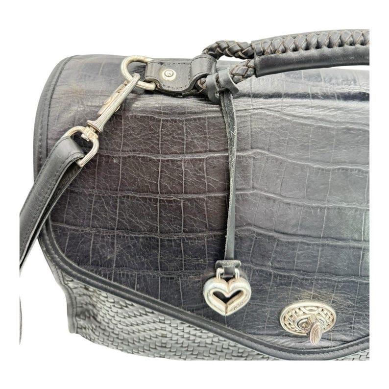 Maletín de cuero negro Brighton, bolso de hombro vintage para portátil, de viaje, VGC imagen 2