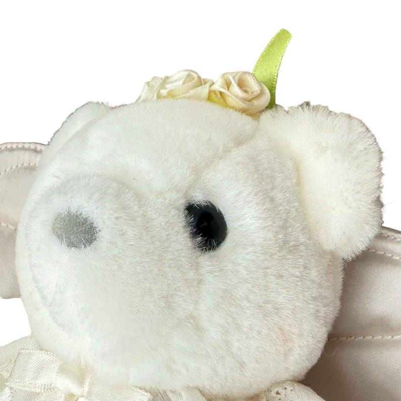 1986 Dakin Plush Angel Bear Tree Topper 10" Stuffed Animal White Christmas READ bild 10