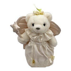 1986 Dakin Plush Angel Bear Tree Topper 10" Stuffed Animal White Christmas READ bild 2