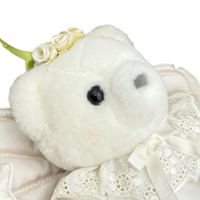 1986 Dakin Plush Angel Bear Tree Topper 10" Stuffed Animal White Christmas READ bild 9
