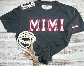 MIMI Baseball T-Shirt | Game Day Shirt | Baseball Shirt | Women&#39;s Game Day Shirt | Women&#39;s Baseball Tee | Shirt With Name | Women&#39;s Clothing