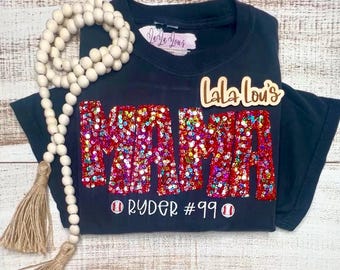 Baseball Mama Embroidered Shirt,  Baseball Shirt, Mama T Shirt, Mama Gifts,  Embroidery