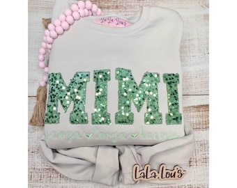 Grandparent Sequin Sweatshirt Gift for grandparents Embroidery MIMI Sweater GIGI Shirt Embroidered Gift