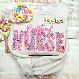 Nurse Sweatshirt PINK Multicolor Sequin Sweatshirt Gift for nurses, Nuse  Sweater, Embroidery, Embroidered Gift, Registered Nurse Shirt