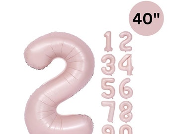 40-Inch Pastel Pink Number Balloon: Reusable Foil Party Decor