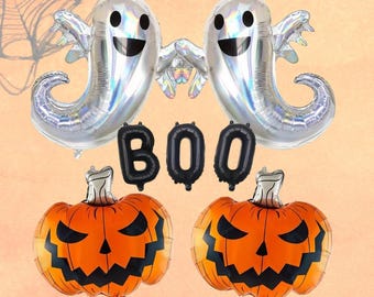 Halloween Balloon Set: Ghost, Pumpkin, and BOO Party Decor