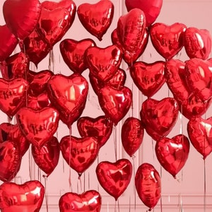 10-Inch Foil Heart Balloons – Valentine's Day Decor, Set of 50
