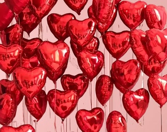 10-Inch Foil Heart Balloons – Valentine's Day Decor, Set of 50