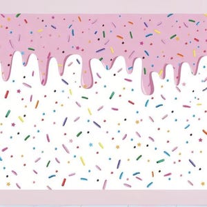 Paint Blue Pink Cream Donut Round Birthday Backdrop