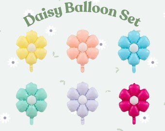 Daisy Balloons - Groovy Party Decor, Springtime Fun (6-Pack)