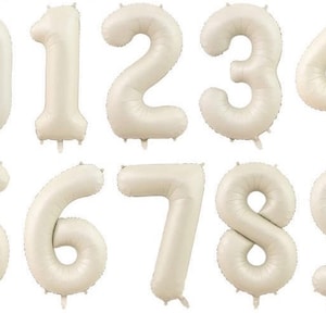 Premium Sand Beige Cream Neutral Number Foil Balloon