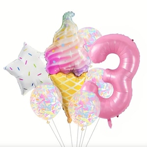 Ice Cream Birthday Balloon Bouquet - Foil Number!