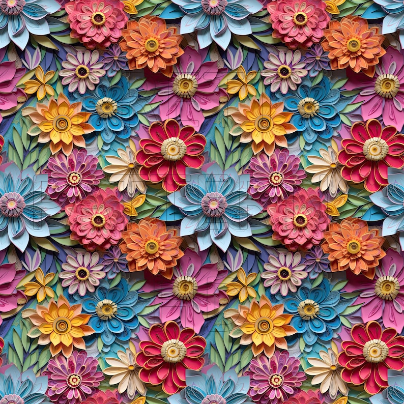 Ornate Quilling Zinnia 1 8 Printable Scrapbook Sheets Seamless Tileable