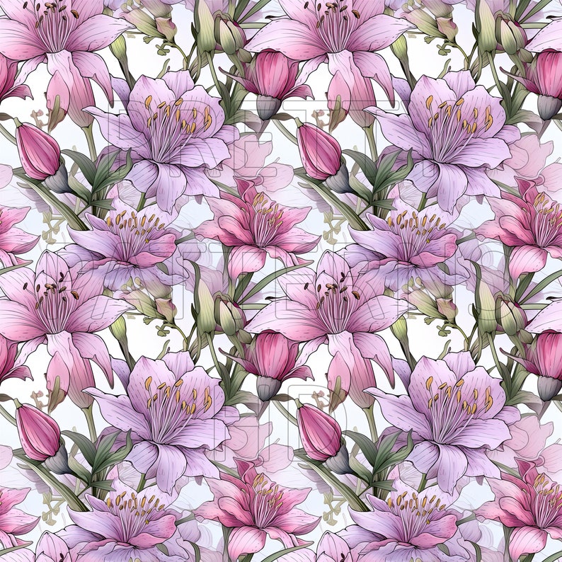 Lineart Watercolor Lillies 1 8 Printable Scrapbook Sheets - Etsy