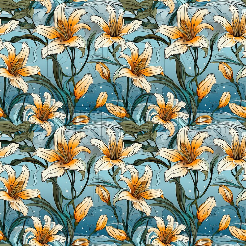 Lineart Watercolor Lillies 1 8 Printable Scrapbook Sheets - Etsy