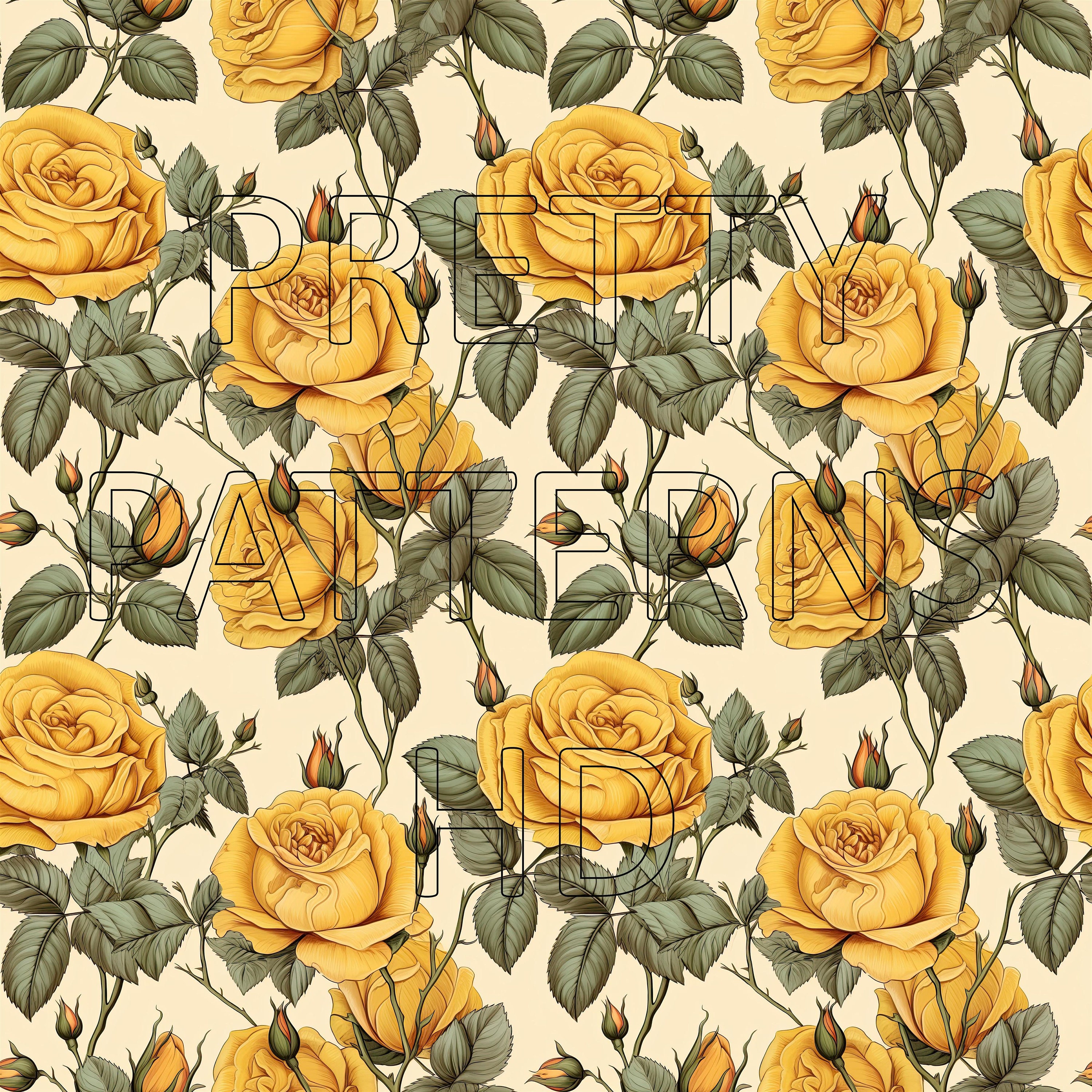 Yellow Roses To Print Illustrated Roses Yellow #2 - 8 Printable Scrapbook Sheets - Continuous ...