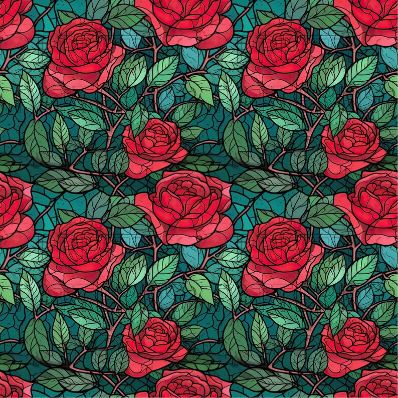 Sg Roses Design SG Roses #1 - 4 Printable Scrapbook Sheets - Continuous Seamless ...