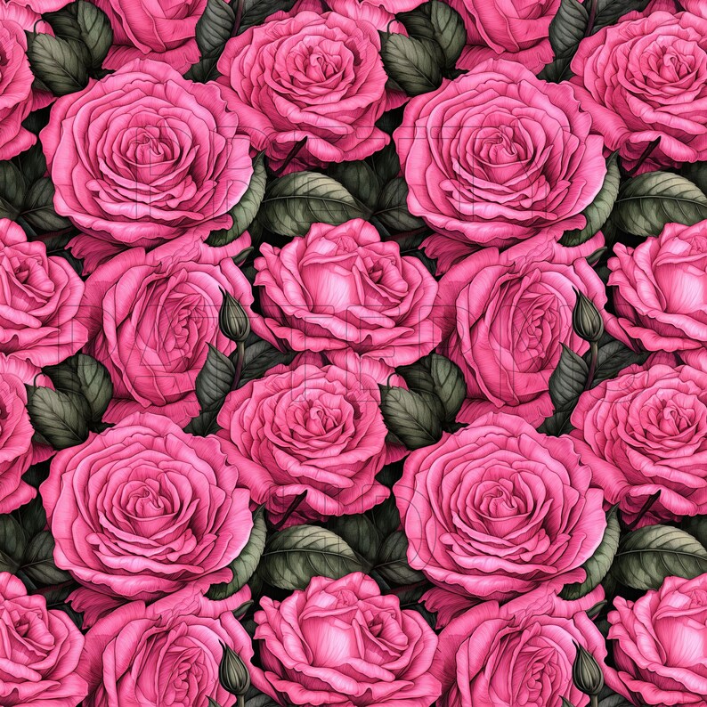 Illustrated Roses Pink #2 - 8 Printable Scrapbook Sheets - Seamless ...