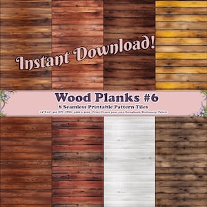 Tavole di legno n. 6 - 8 fogli di album stampabili - Carta per sfondi digitali piastrellabili senza soluzione di continuità, Elementi di design rustico in autentica essenza di legno