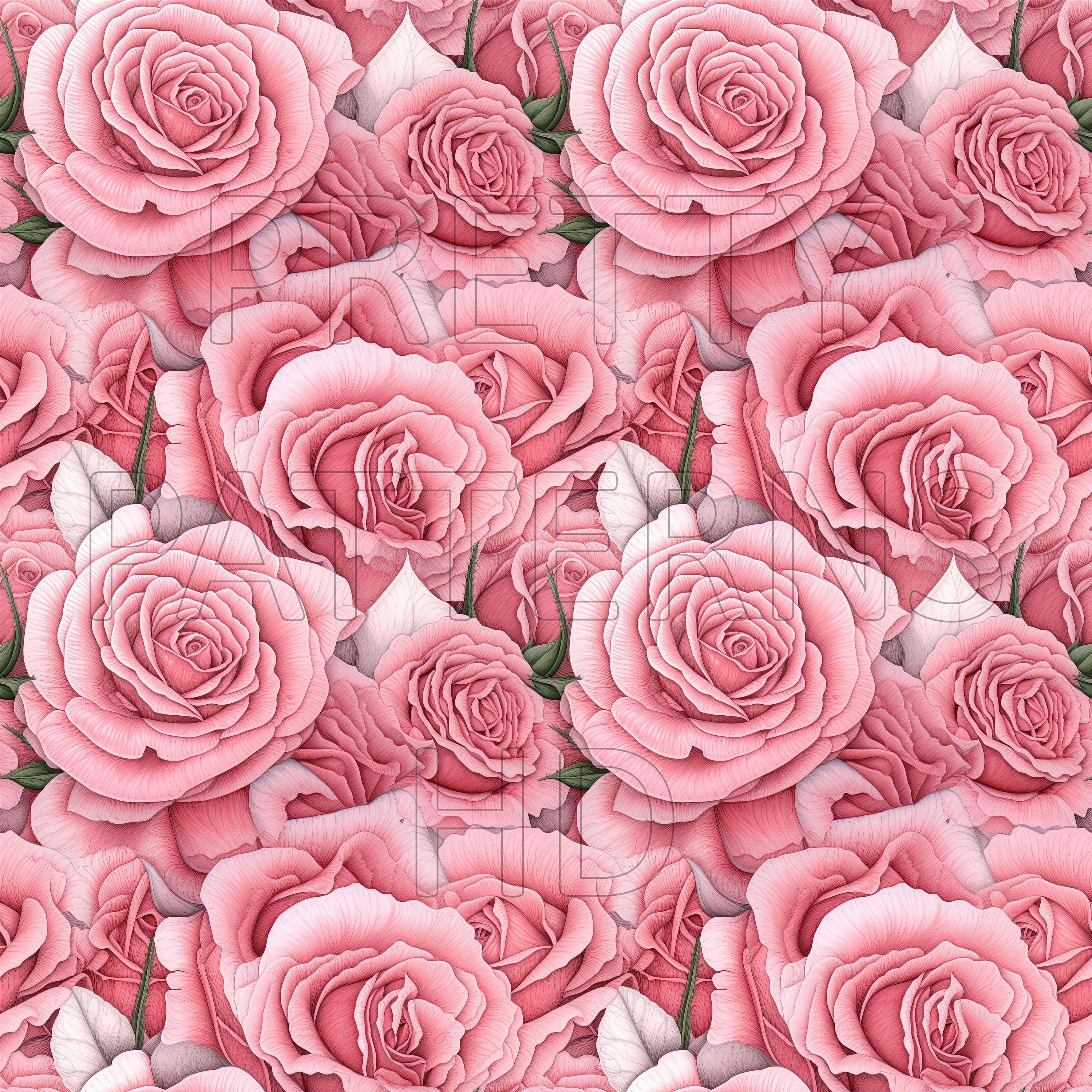 Pink Roses Prinatable Illustrated Roses Pink #3 - 8 Printable Scrapbook Sheets - Seamless ...